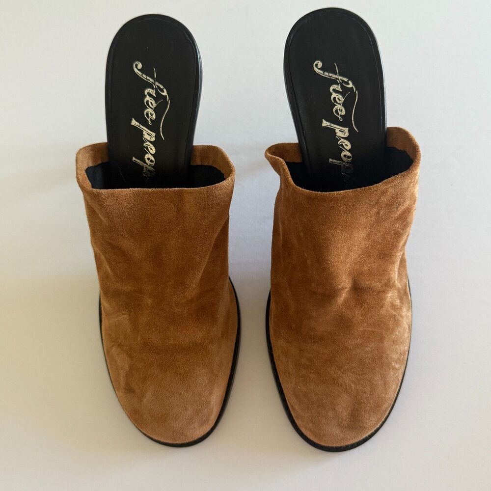 NWOB Free People Leila Suede Leather Slip On Cognac Brown Mules Sz 40 (9.5) - Picture 9 of 9